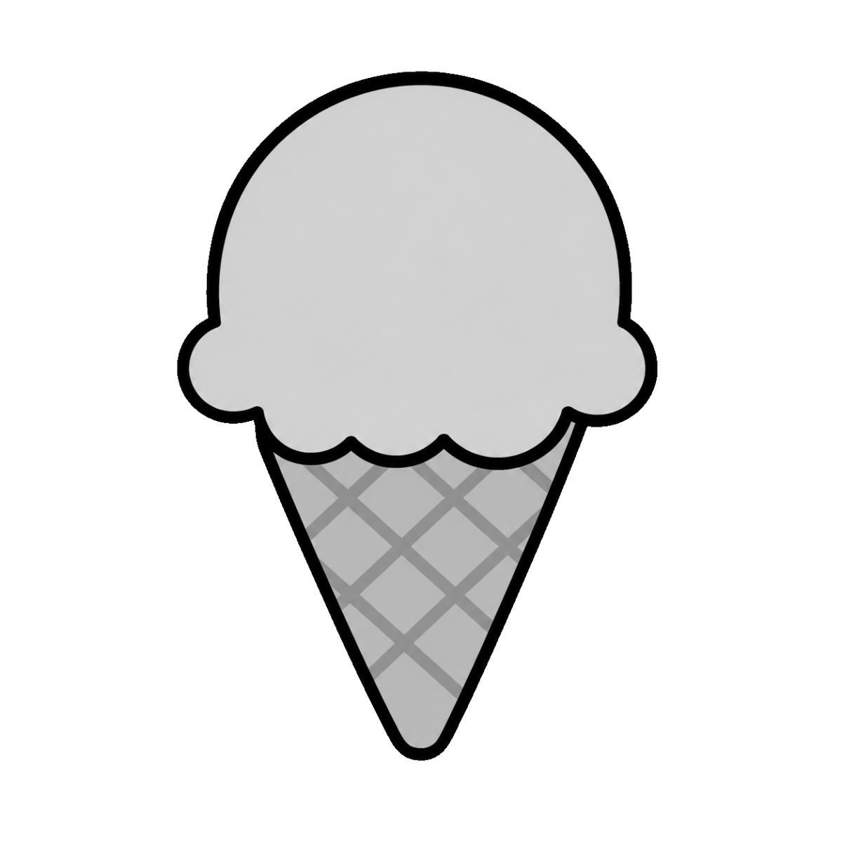 アイスクリームのかわいいイラスト(モノクロ)
