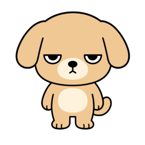 正面を向いたかわいいいぬのイラスト（カラー）