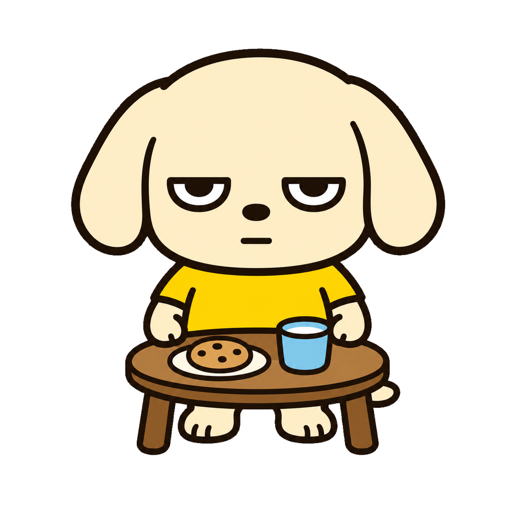 おやつを食べる犬のかわいいイラスト（カラー）