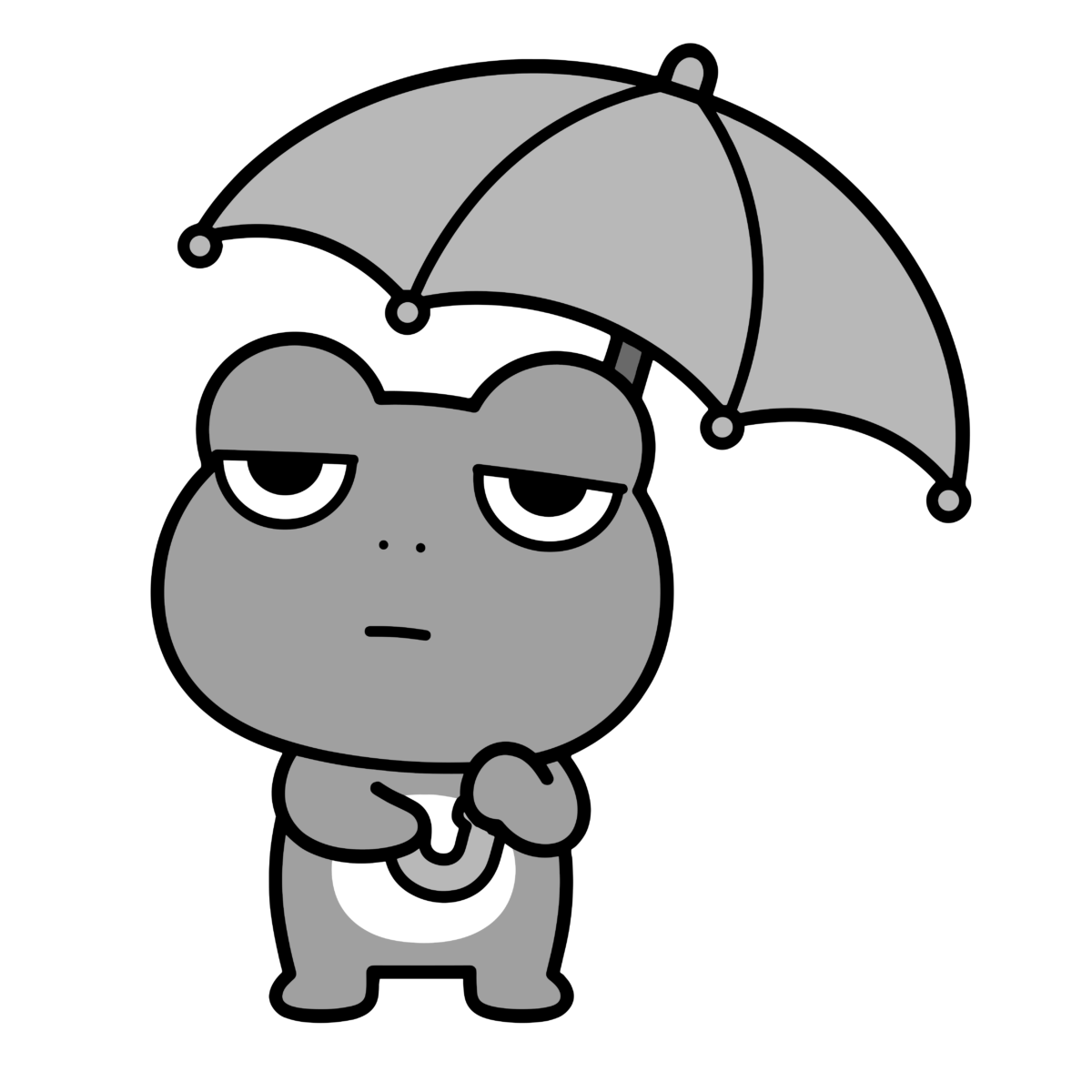 かえるのイラスト(モノクロ)