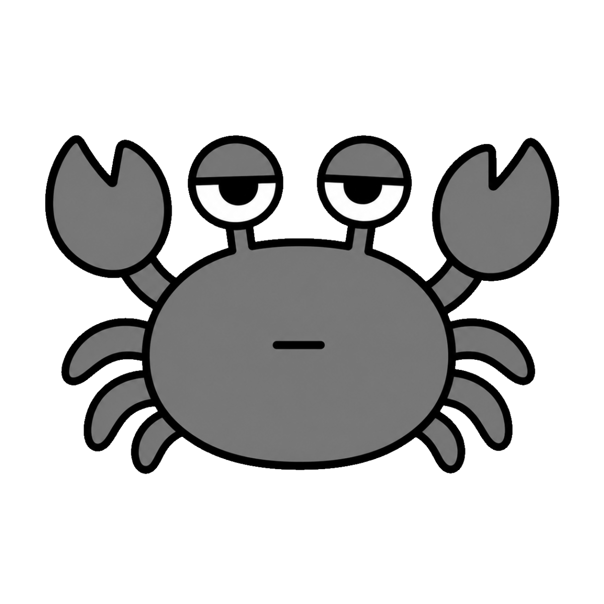 カニのかわいいイラスト(モノクロ)