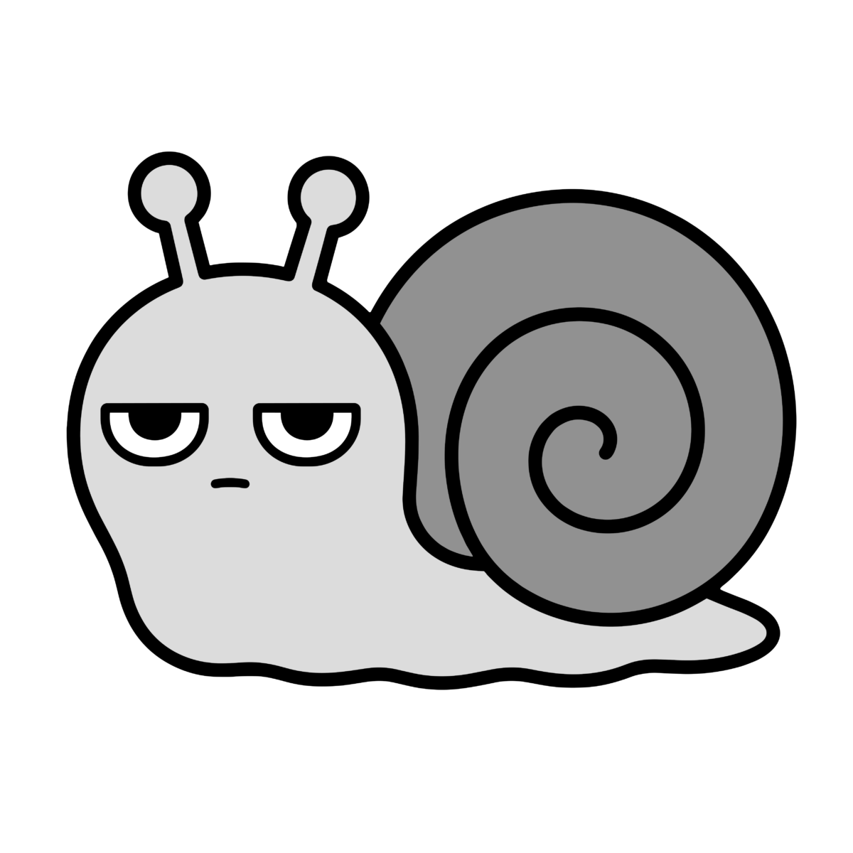 かたつむりのイラスト（モノクロ）