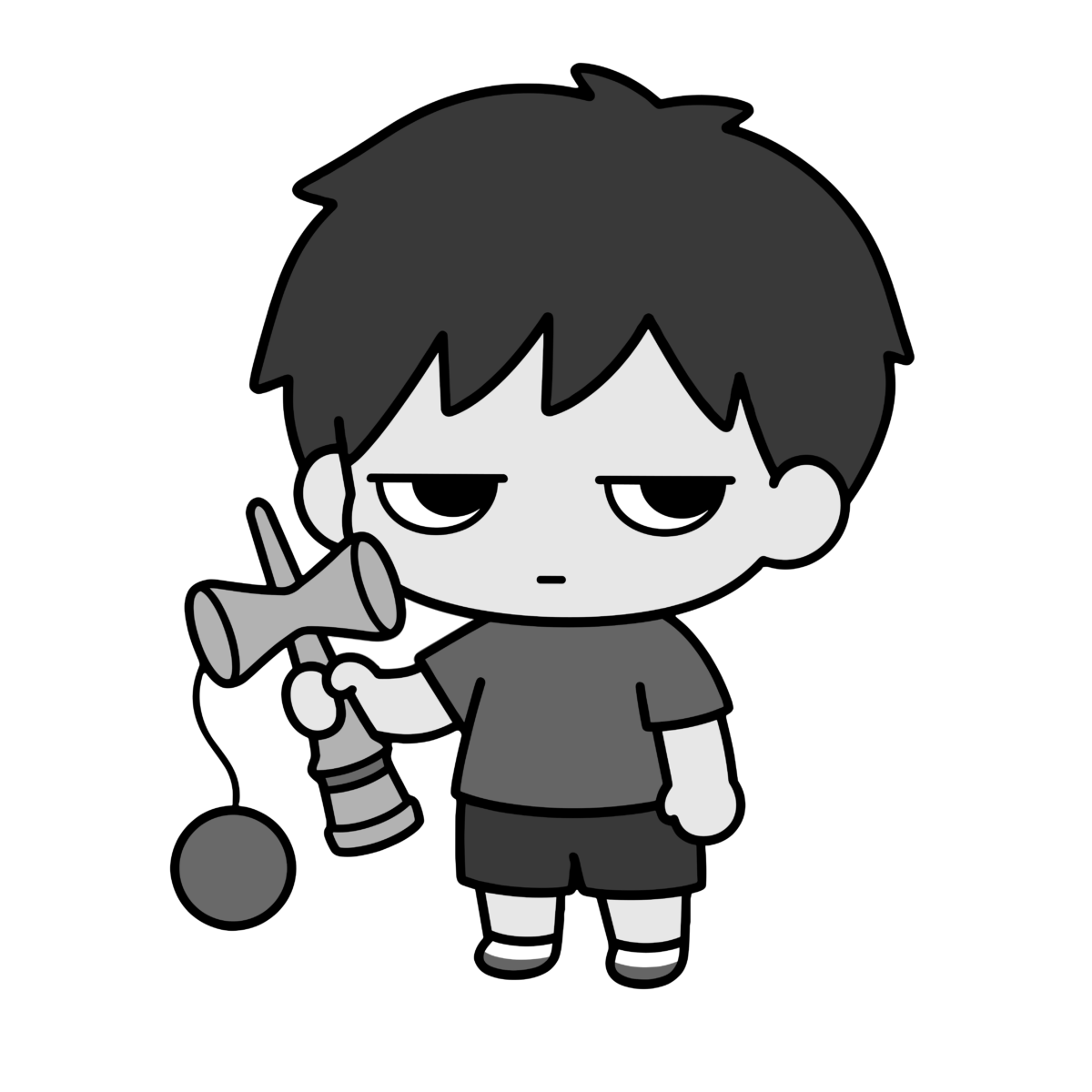 けん玉のイラスト（モノクロ）