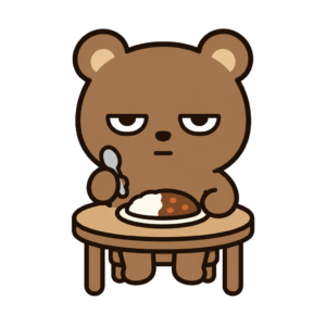 お昼ごはんを食べるクマ