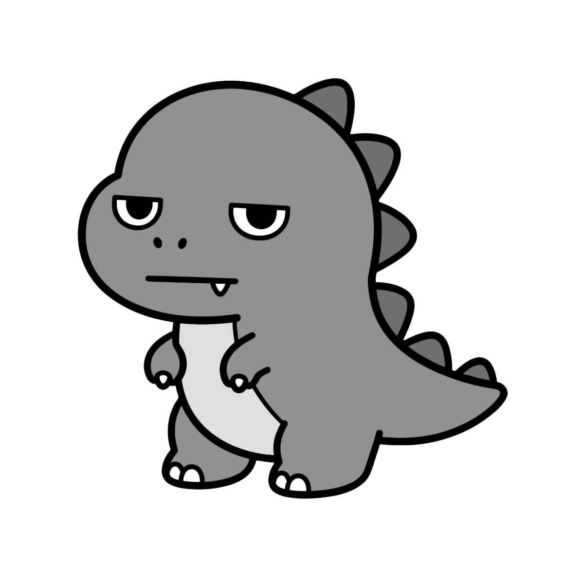 恐竜のかわいいイラスト(モノクロ)