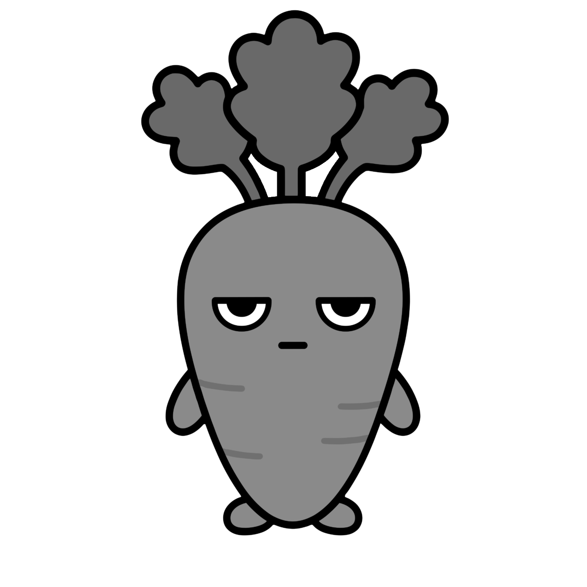 にんじんのかわいいイラスト(モノクロ)