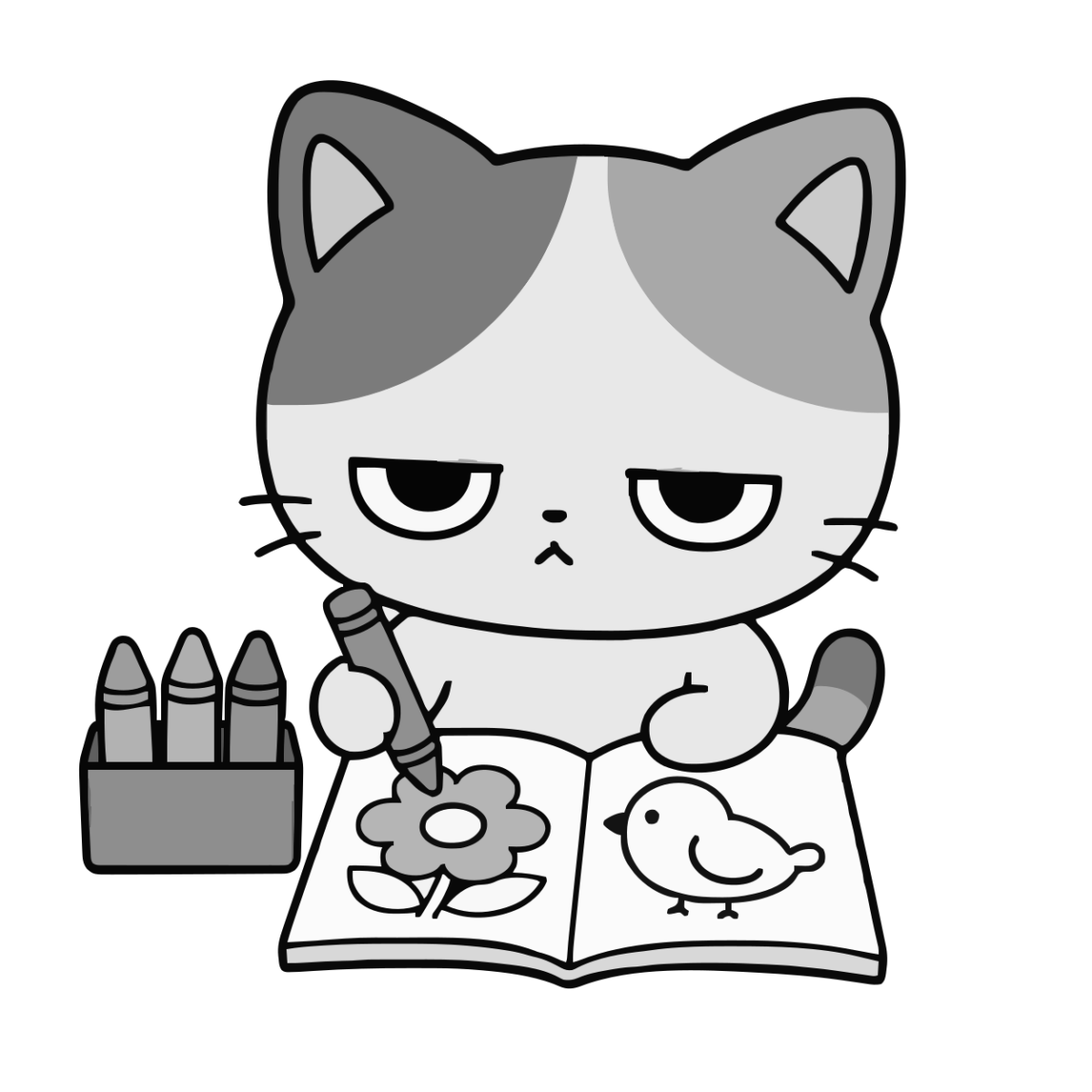 ぬりえのイラスト（かわいい）（モノクロ）