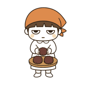 おはぎを作る子ども
