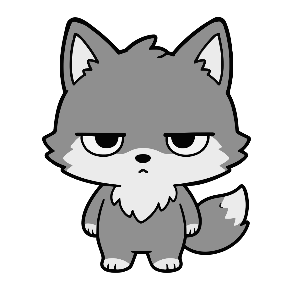 おおかみのイラスト（かわいい）（モノクロ）