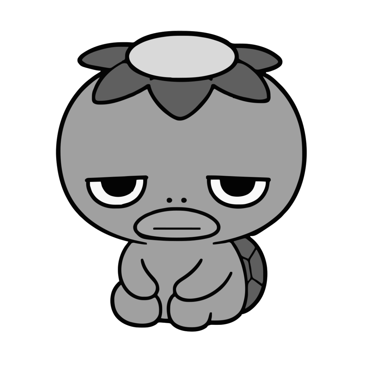 かっぱのイラスト（かわいい）（モノクロ）