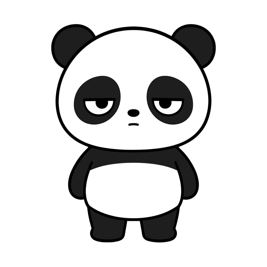 正面を向いたかわいいパンダのイラスト（カラー）