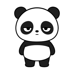 正面を向いたかわいいパンダのイラスト（カラー）
