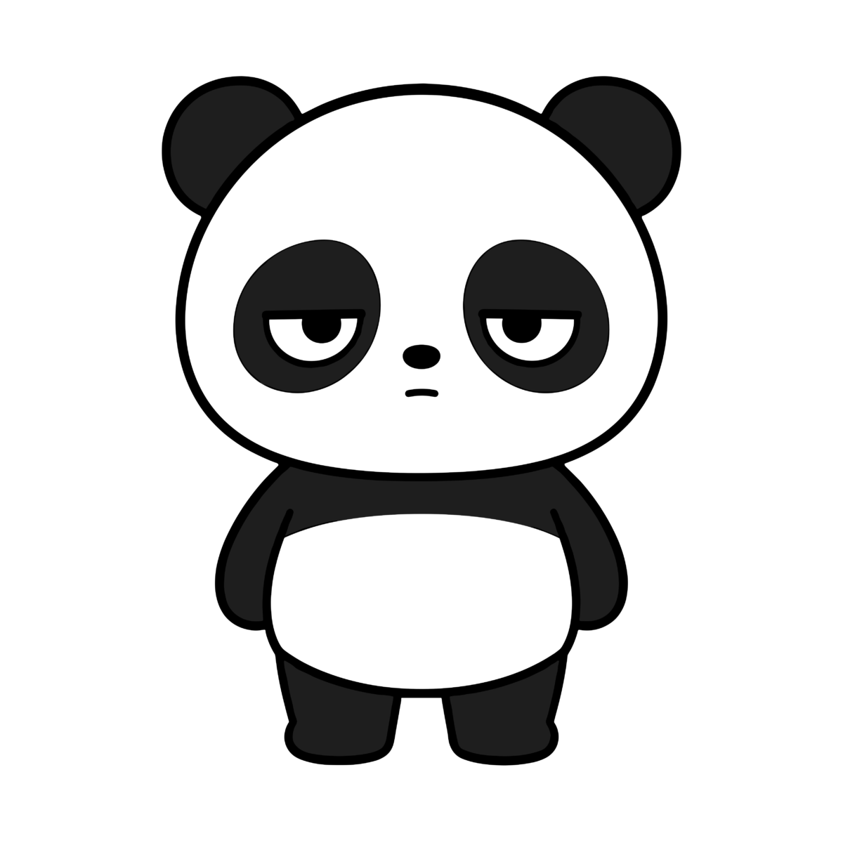 正面を向いたかわいいパンダのイラスト(カラー)