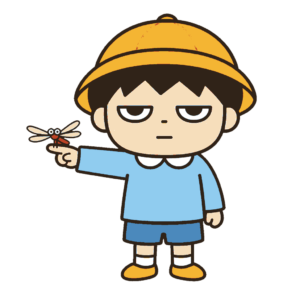 指に赤とんぼをとまらせる子ども