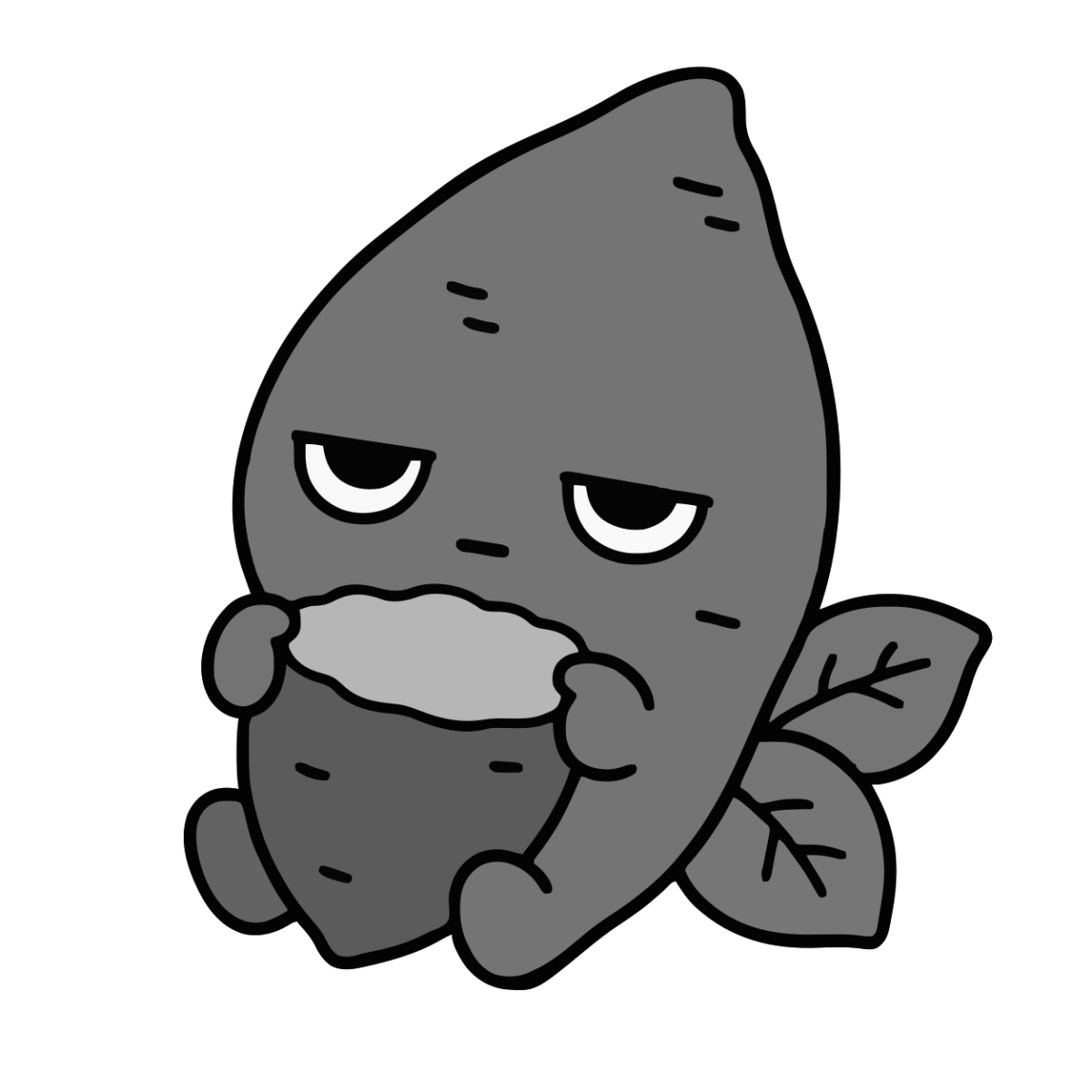 さつまいものかわいいイラスト（モノクロ）