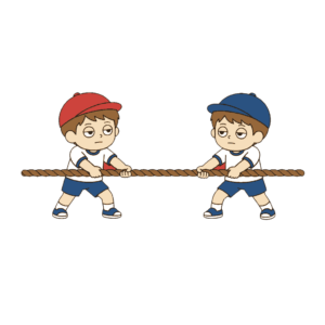 運動会で綱引きをする子ども
