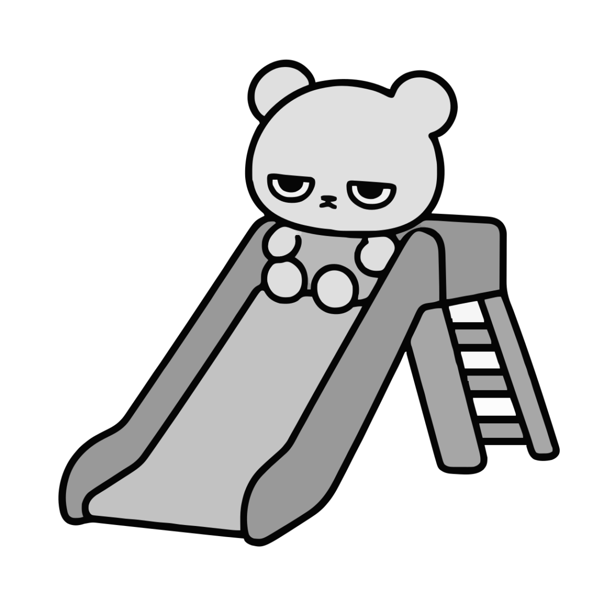 すべりだいのイラスト(かわいい)(モノクロ)