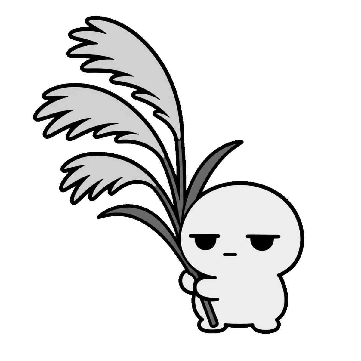 すすきのかわいいイラスト(モノクロ)
