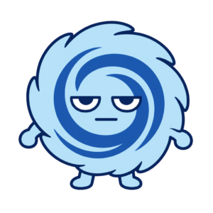 じとめの台風キャラクターのイラスト(カラー)