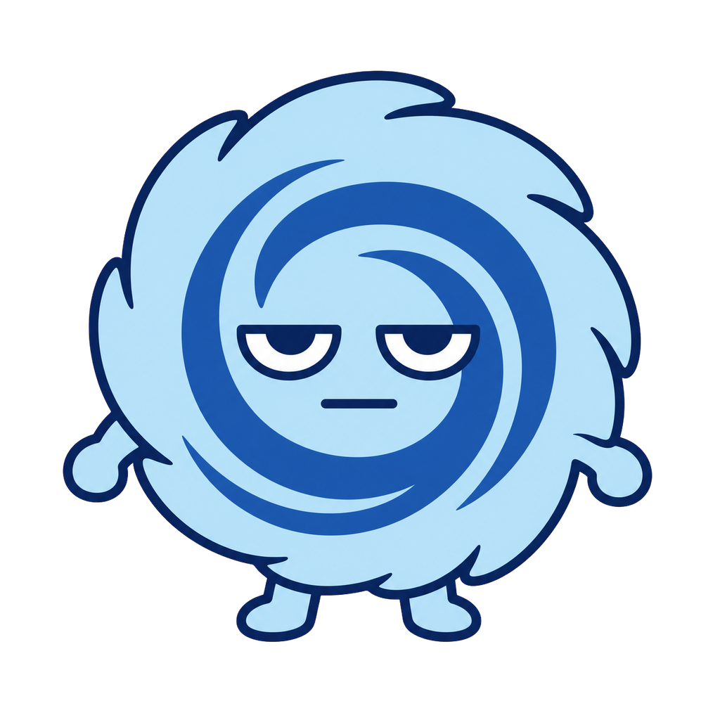じとめの台風キャラクターのイラスト(カラー)
