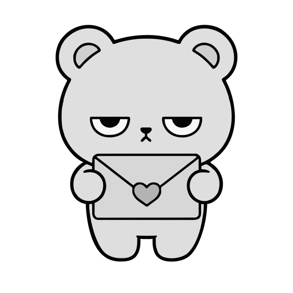 てがみのイラスト（かわいい）（モノクロ）