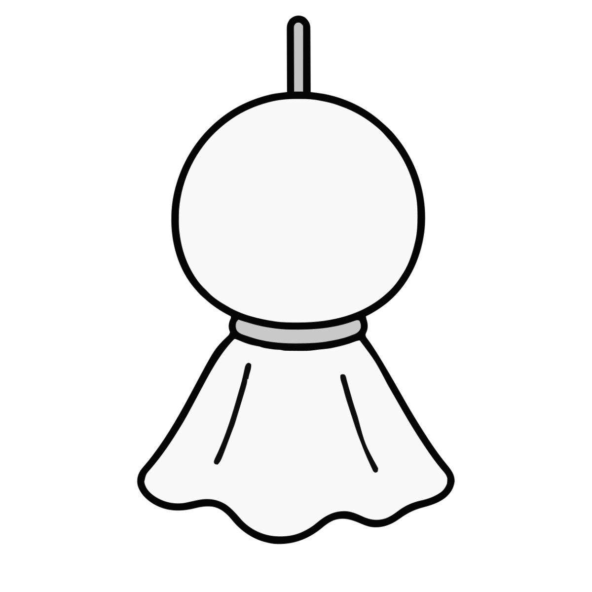 てるてるぼうずのイラスト(かわいい)(モノクロ)