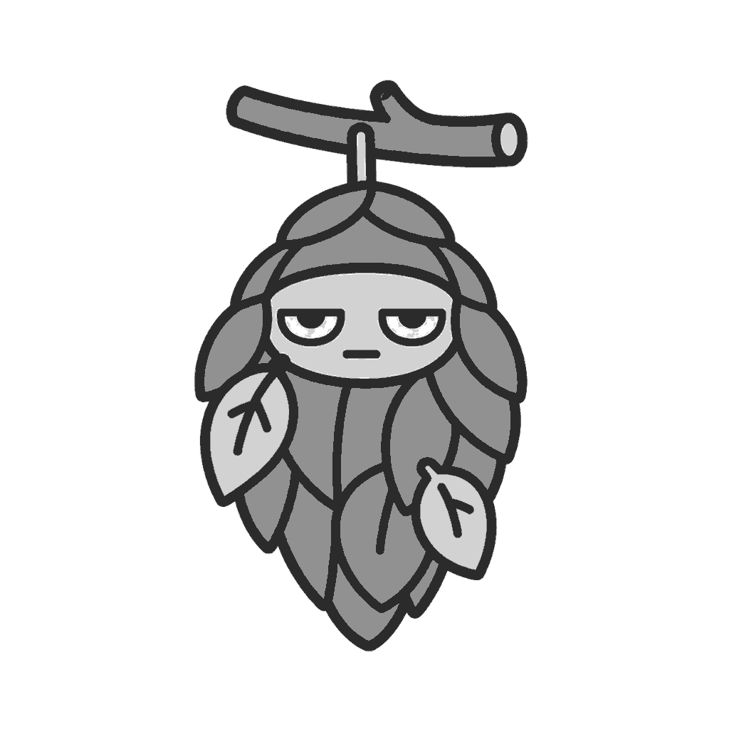 じとめのミノムシキャラクターのイラスト(モノクロ)