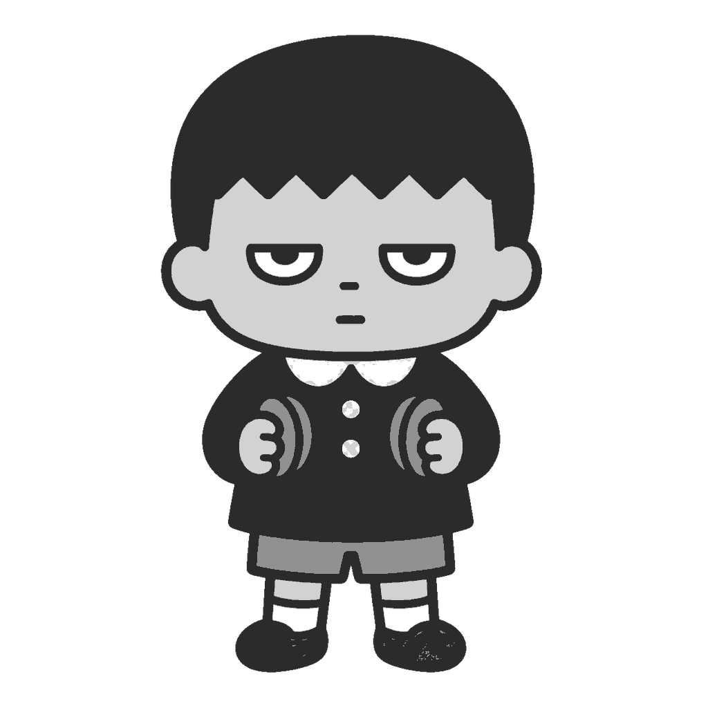 発表会でカスタネットをたたく子どものイラスト（モノクロ）