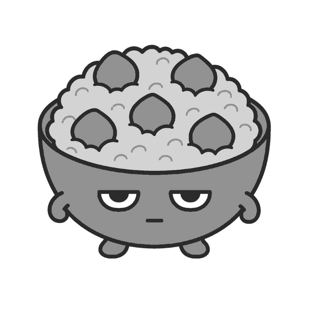 栗ごはんのかわいいイラスト（モノクロ）