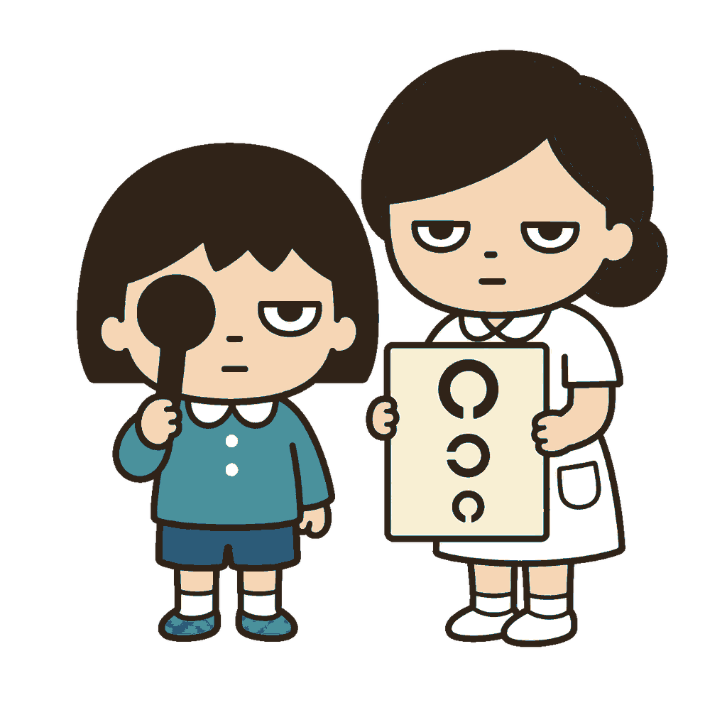 視力検査を受ける子どものイラスト（カラー）