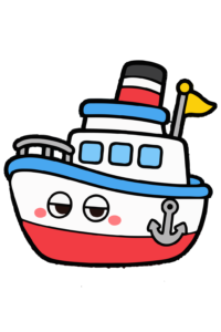 ふねのかわいいイラスト（カラー）