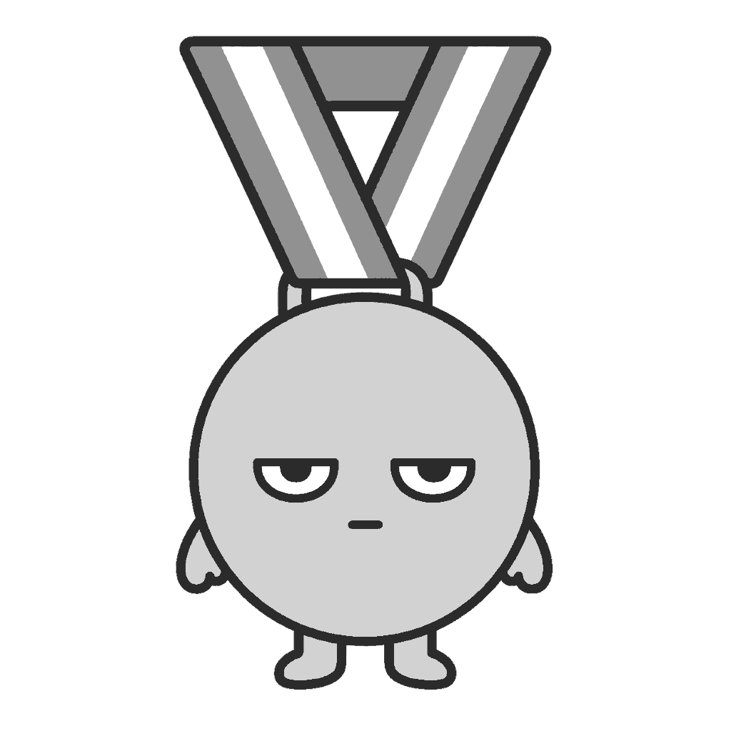 じとめの金メダルのイラスト（モノクロ）