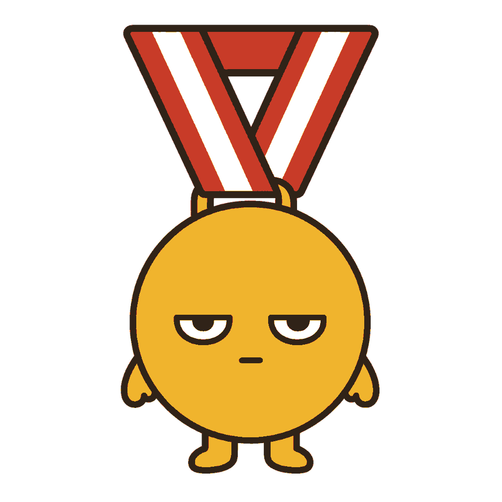 じとめの金メダルのイラスト（カラー）