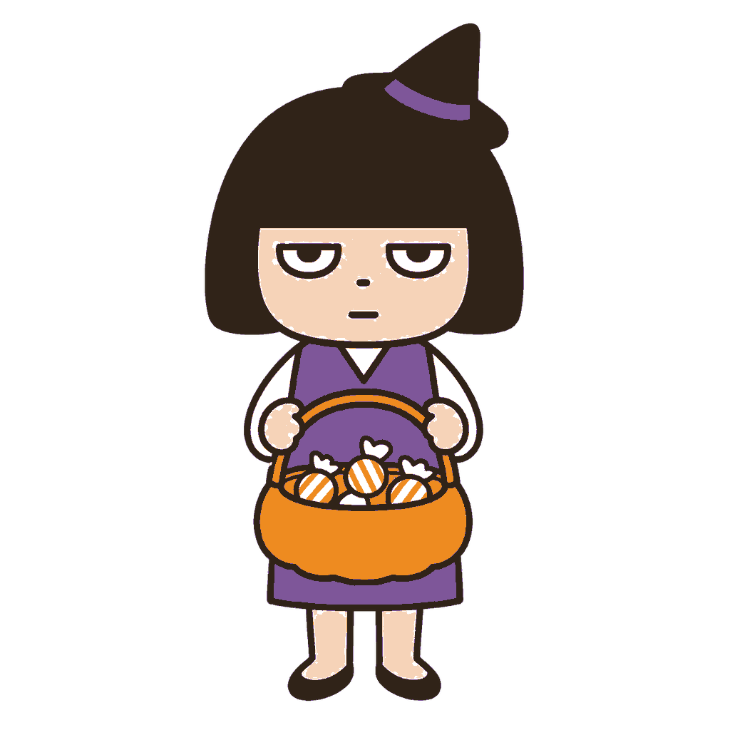ハロウィンのお菓子を配る保育士のイラスト（カラー）