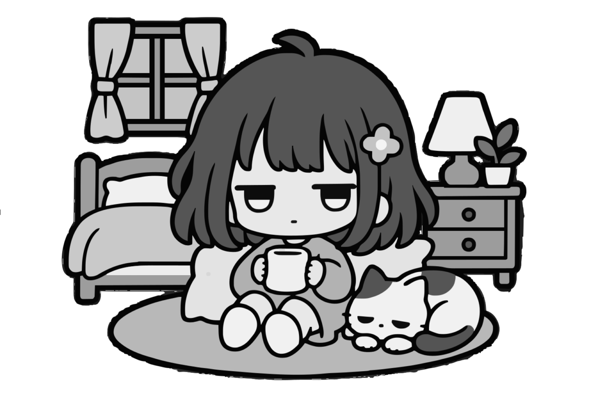 へやのイラスト(かわいい)(モノクロ)