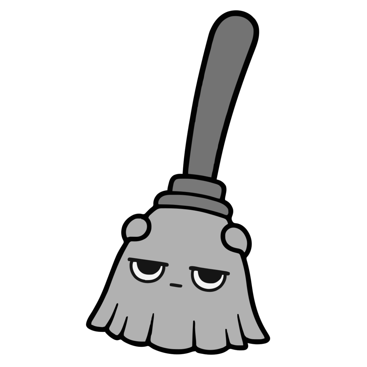 ほうきのイラスト(かわいい)(モノクロ)