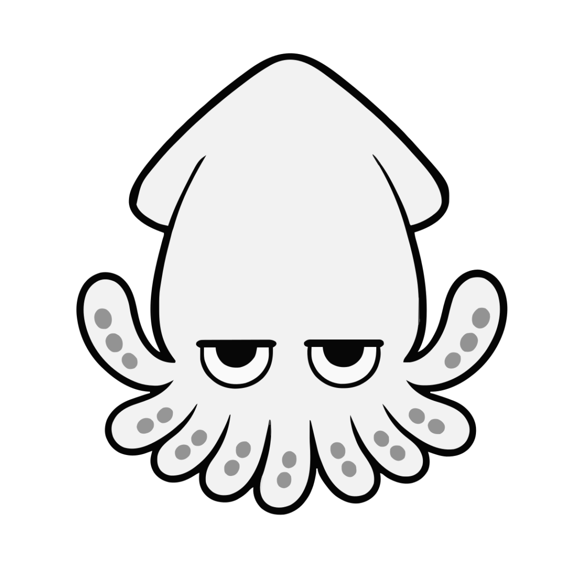 いかのイラスト(かわいい)(モノクロ)
