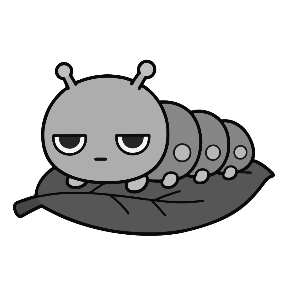 けむしのイラスト（かわいい）（モノクロ）