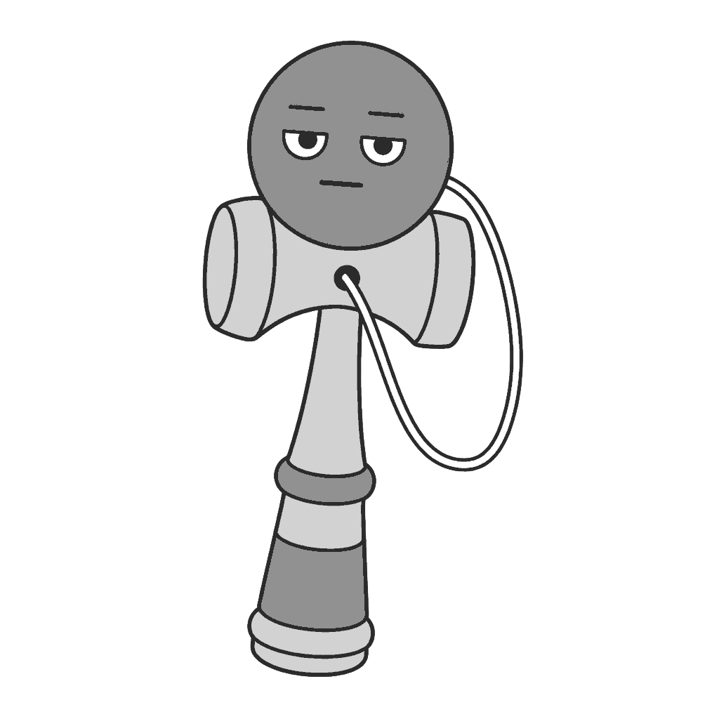 けん玉のかわいいイラスト(モノクロ)