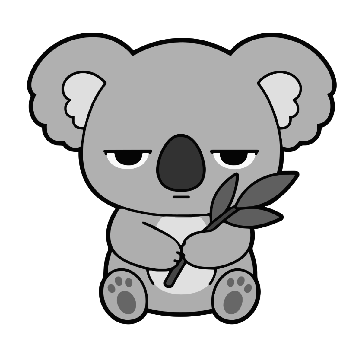 こあらのイラスト(かわいい)(モノクロ)