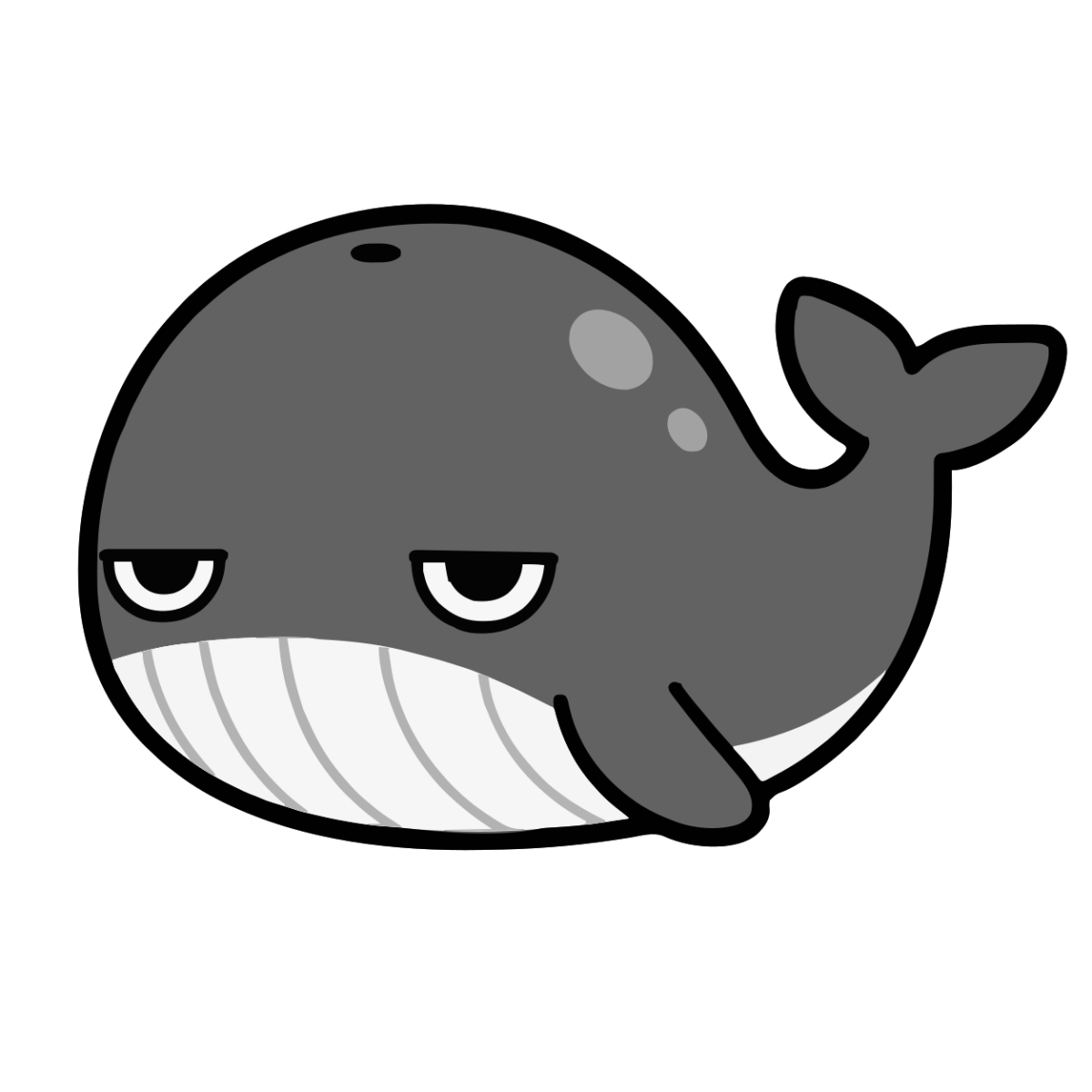 クジラのかわいいイラスト（モノクロ）