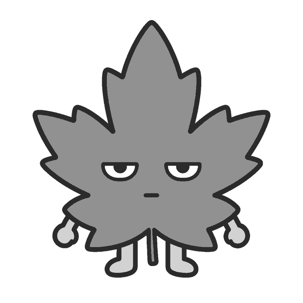 じとめのもみじキャラクターのイラスト（モノクロ）