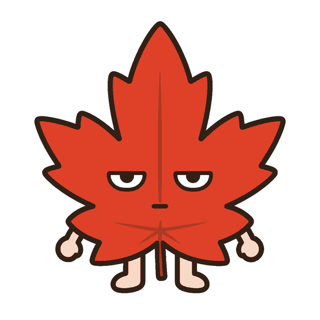 じとめのもみじキャラクターのイラスト（カラー）