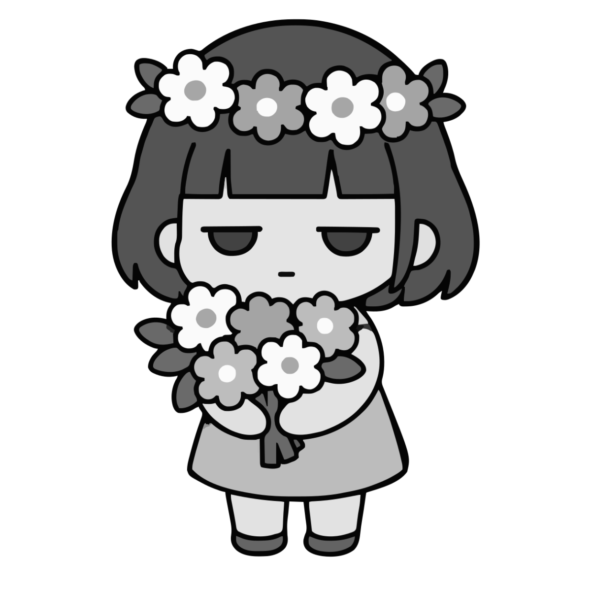 のはらのイラスト(かわいい)(モノクロ)