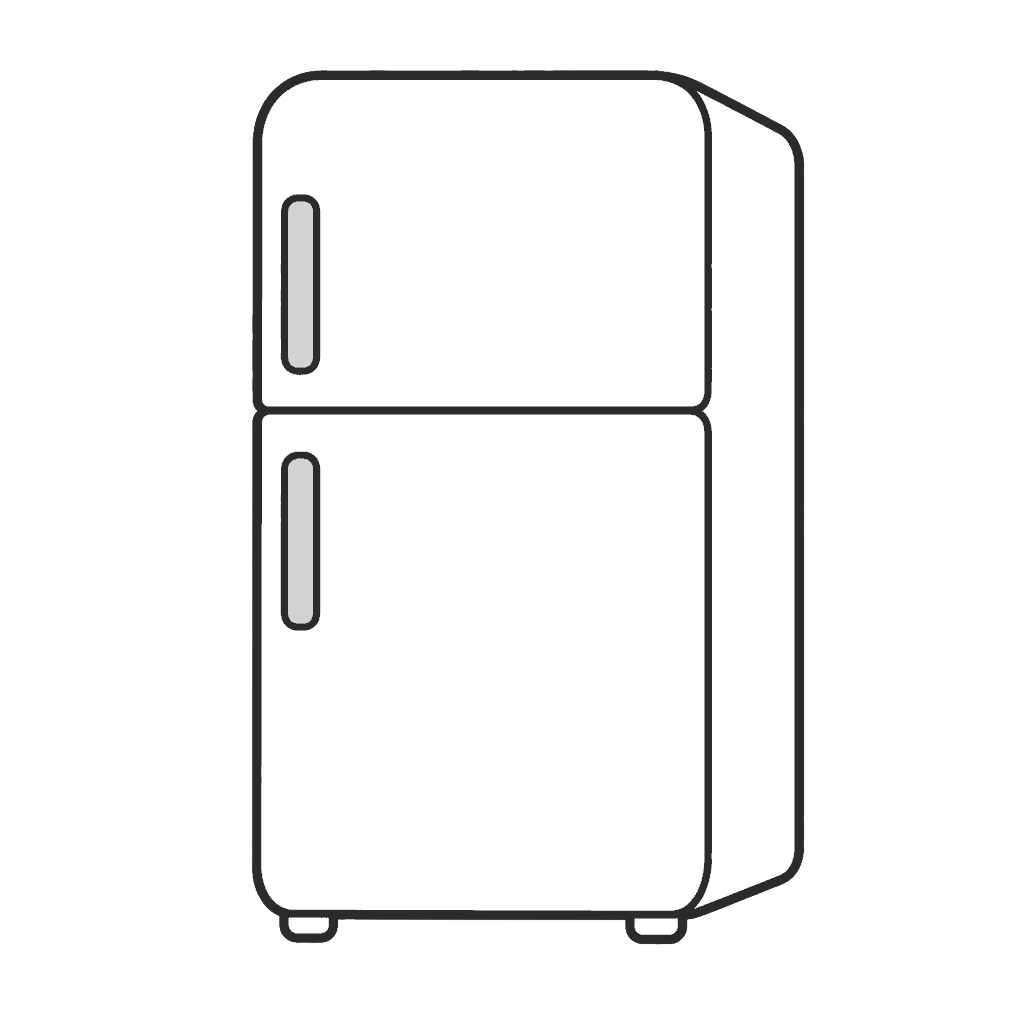 冷蔵庫のかわいいイラスト(モノクロ)