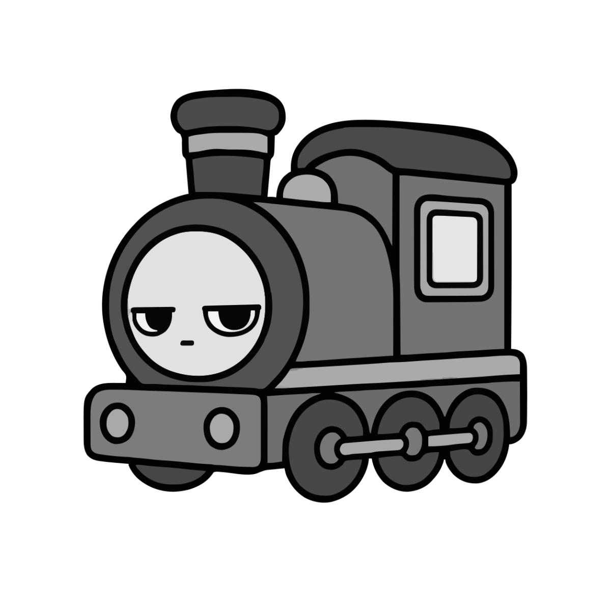 れっしゃのイラスト(かわいい)(モノクロ)
