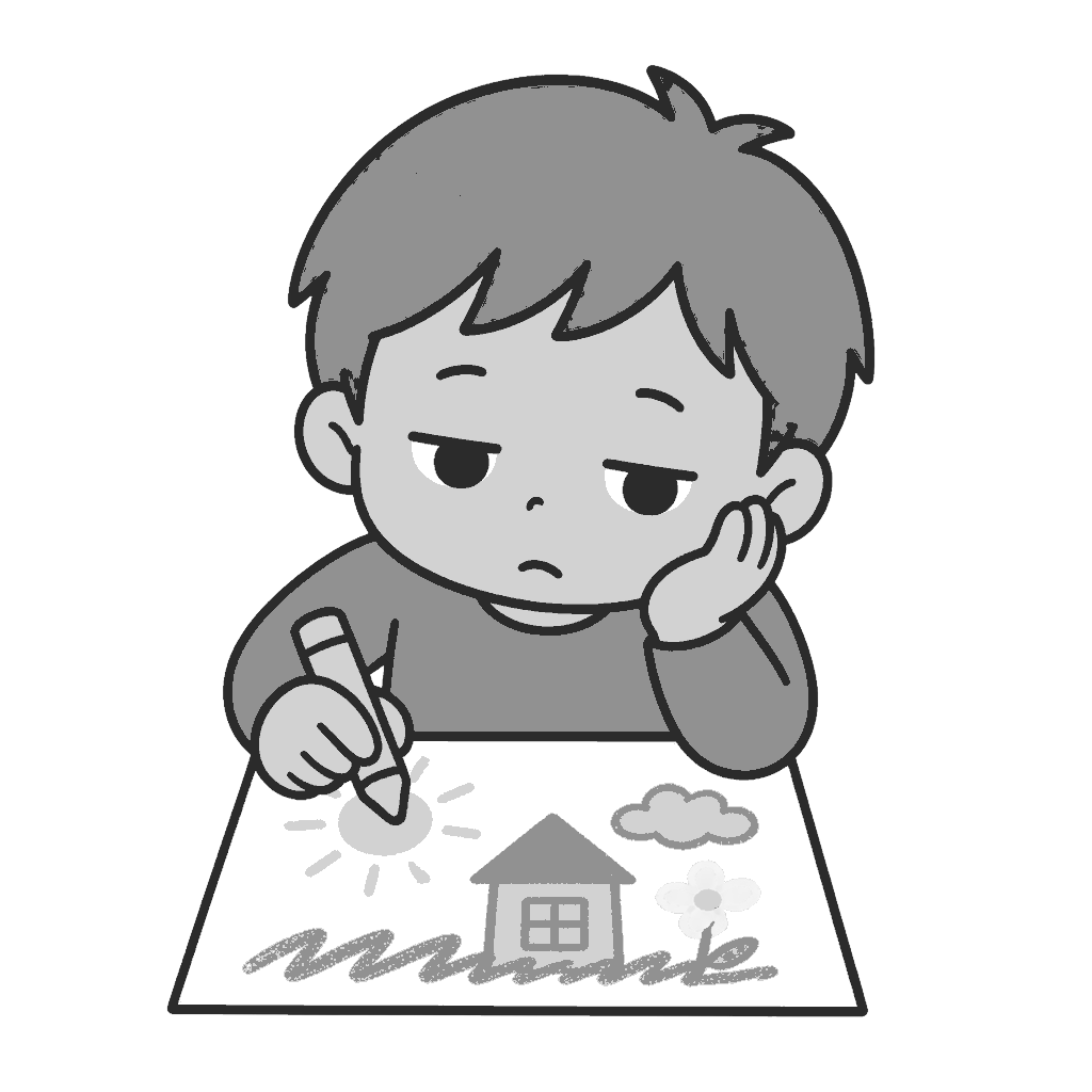えをかくのかわいいイラスト(モノクロ)