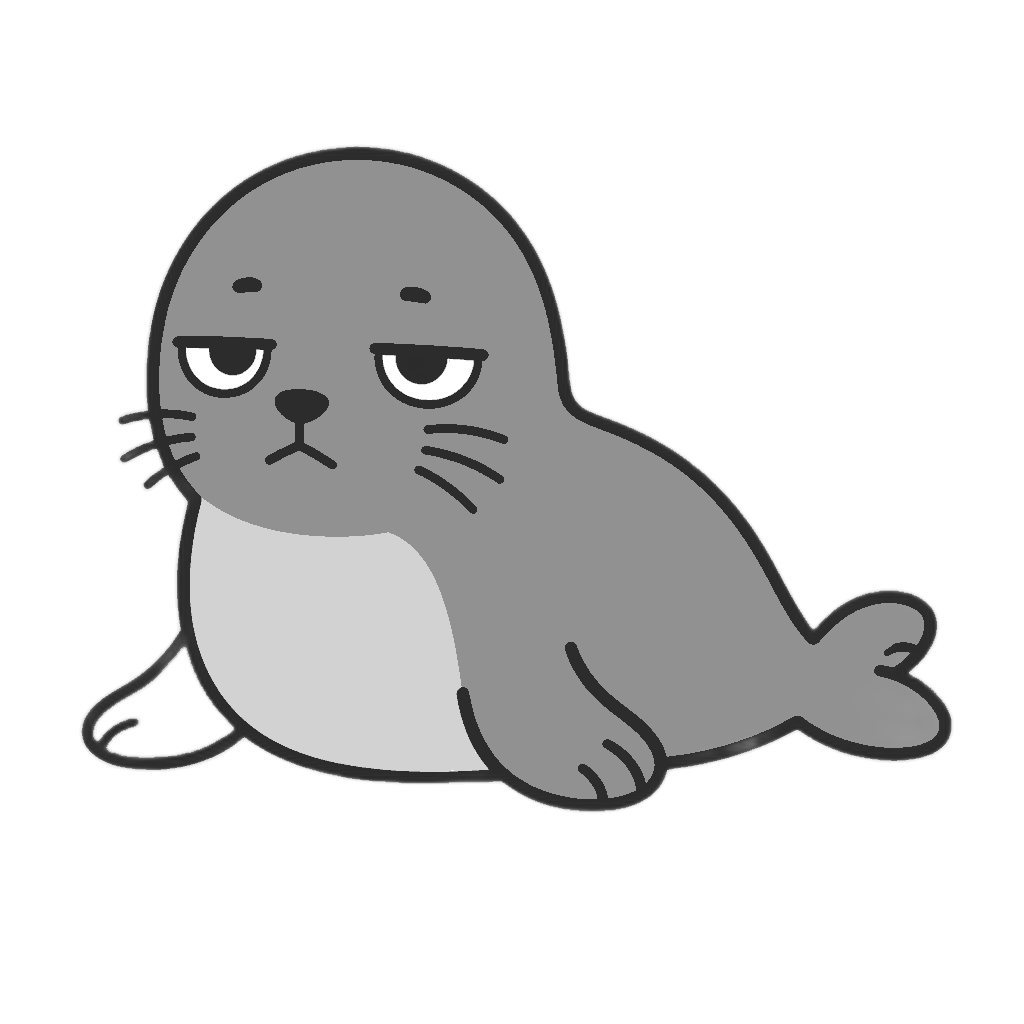 おっとせいのかわいいイラスト(モノクロ)