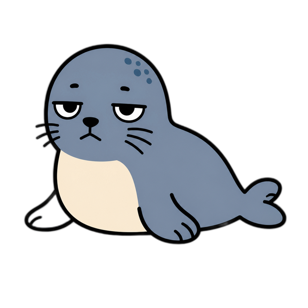 おっとせいのかわいいシンプルイラスト（カラー）