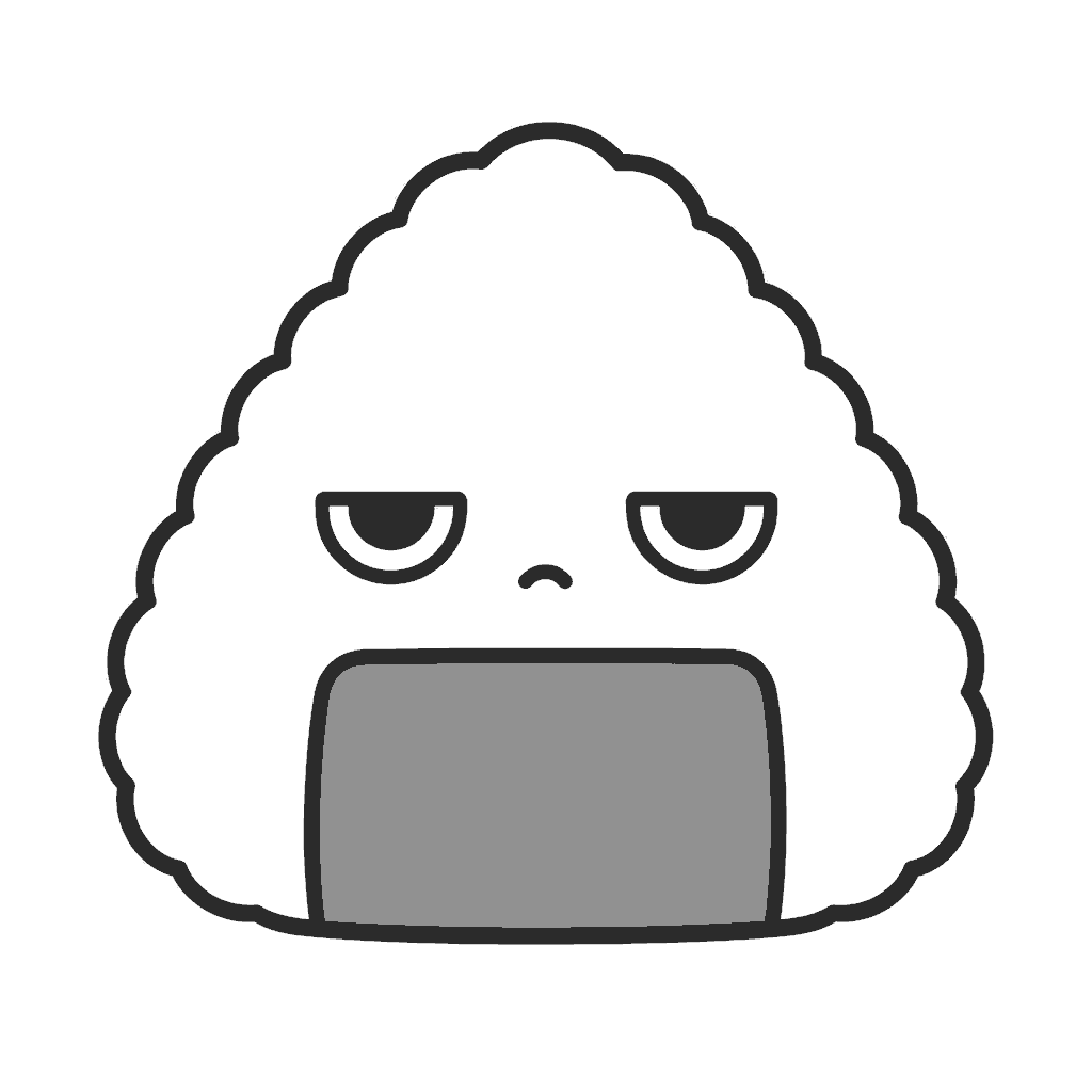 おにぎりのかわいいイラスト(モノクロ)